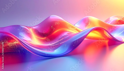 Shimmering, glowing, undulating fluid forms
