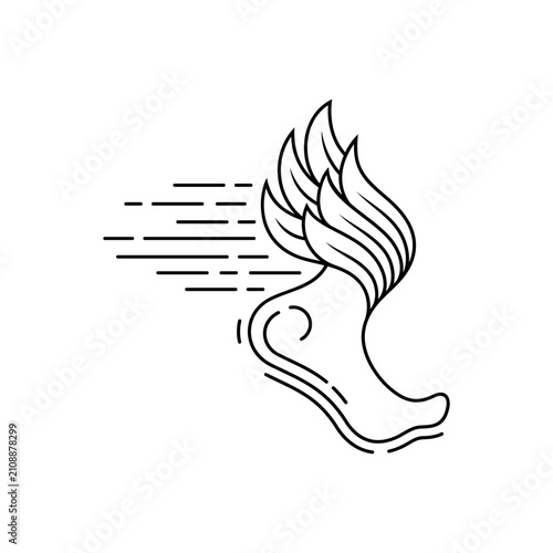 Fast foot line-art logo icon