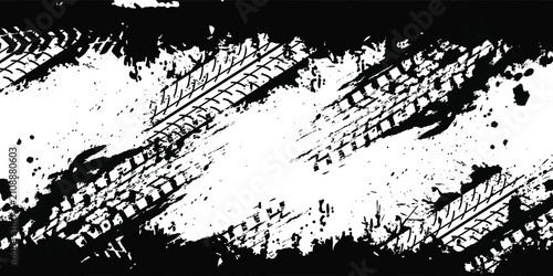 Fotografie Tire tread marks, wheel textures, tire marks - car racing, motocross, drift, rally, off-road and others
