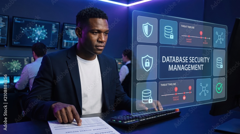 Fototapeta premium Cybersecurity - Database Security Management by Security Professional