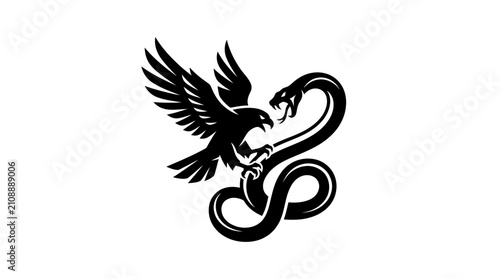 Quadro su tela Bird Fighting Snake Graphic.
