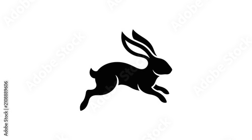 Bild auf Leinwand Black silhouette of a rabbit.