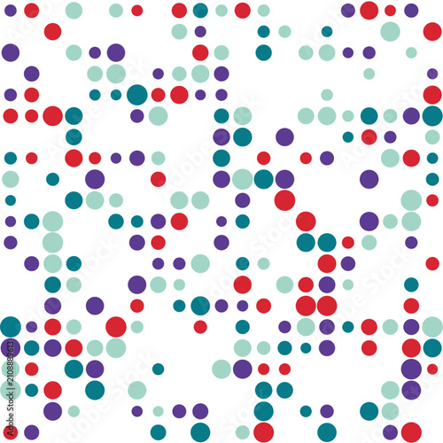 Abstract geometric pattern of colorful circles in grid arrangement