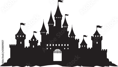 Medieval castle silhouette vector