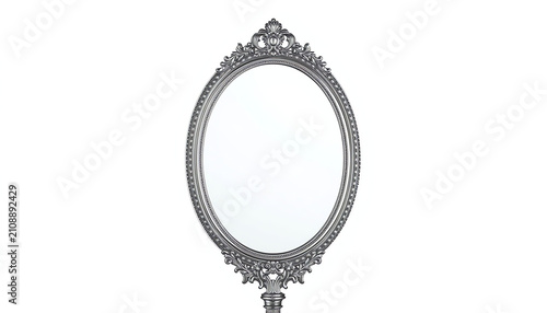 Antique Silver Hand Mirror Cut Out 