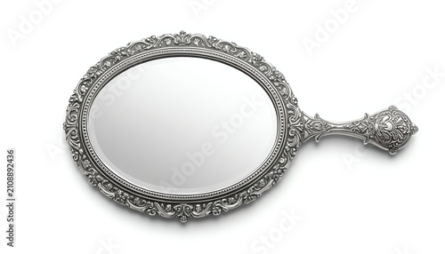 Antique Silver Hand Mirror Cut Out 