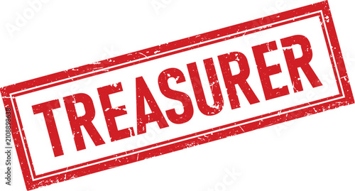 Canvas Print Bold red rubber stamp mark with the word treasurer written in a classic font sty