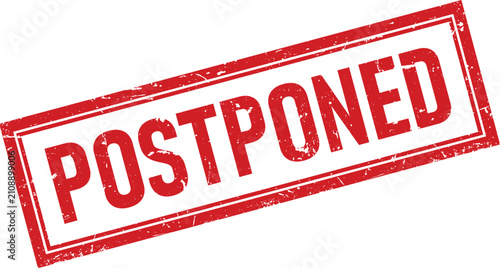 Distressed red rubber stamp design featuring the word postponed for urgent administrative and office business usage