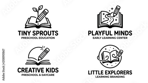 Preschool Education Logos and Labels.