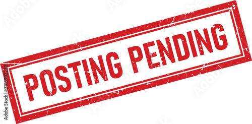 Foto Red rectangular rubber stamp with the text posting pending showing a distressed