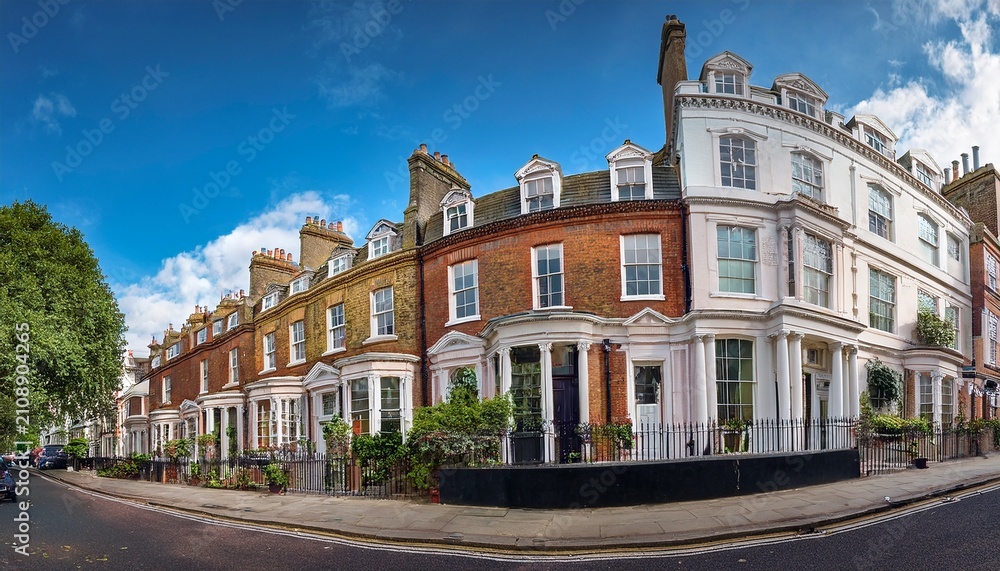 Fototapeta premium panoramic view of elegant georgian townhouses in westminster london georgian townhouse property architecture london