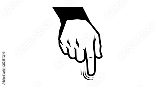 Bild auf Leinwand Hand pointing down with motion blur, indicating direction or selection