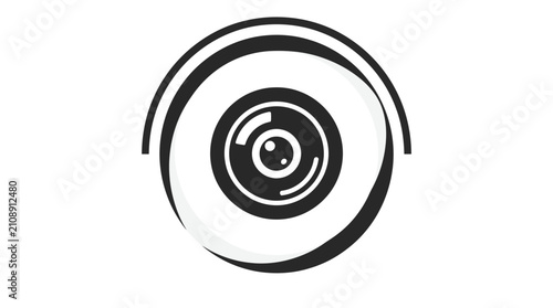 Minimalist surveillance camera icon isolated on white background.