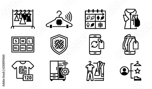 Fotografija Collection of clothing and fashion retail store hand drawn outline icons with cl