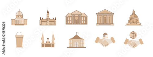 Fotografija Set of 10 politics icons packs. Flat vector illustration.