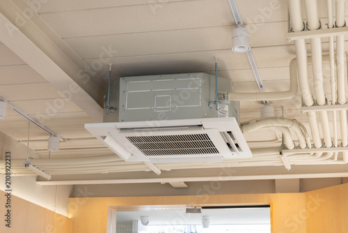Industrial ventilation system viewed from below