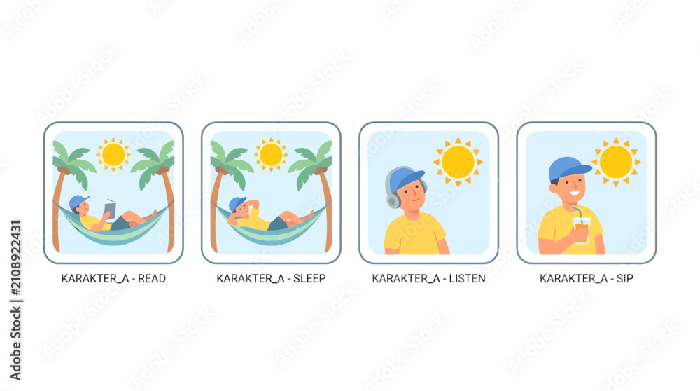 Fototapeta premium Relaxing Vacation: Hammock, Music, and Drinks on Tropical Beach