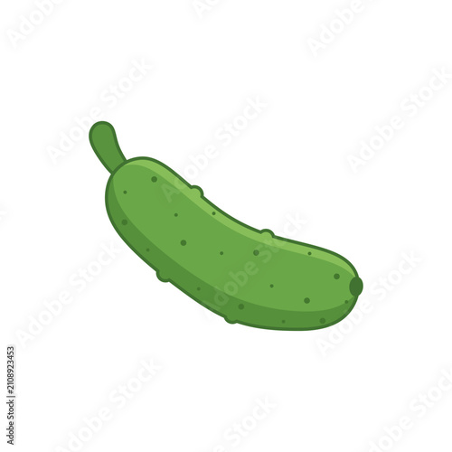 Fresh cucumber pickle food vector icons. Green cucumber vector icon on white background. green gherkin cucumber flat vector illustration perfect for farming and culinary food designs.