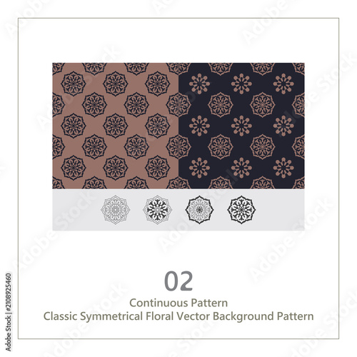 Continuous Pattern - Classic Symmetrical Floral Vector Background Pattern
