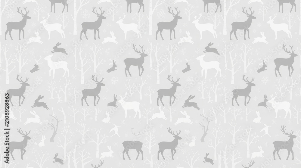 Finland pattern with silhouetted reindeer and nordic forest elements reindeer scandinavian seamless silhouette wildlife