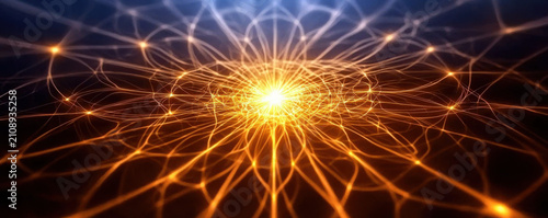 Abstract Light Explosion with Glowing Lines and Energetic Flow