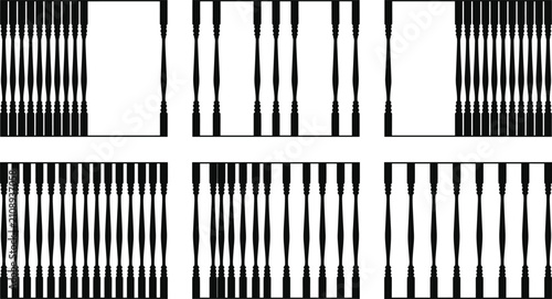 Konstfotografi Architectural balustrade railing silhouette collection with wooden balusters sta