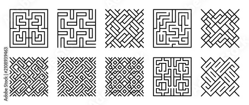 Cuadro en lienzo Abstract Geometric Patterns and Labyrinths Collection