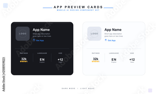 Foto App preview cards ui design component set