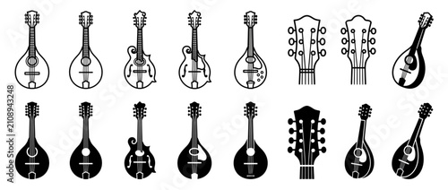 Bild auf Leinwand Collection of Mandolin Instruments and Heads