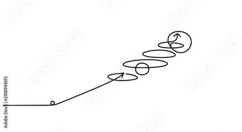 Foto Abstract illustration of a ball rolling up an incline with circular motion trail
