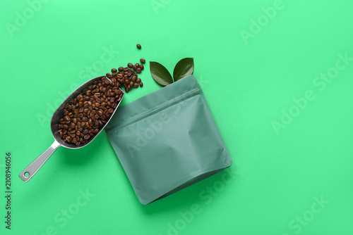 Green bag and scoop with co...