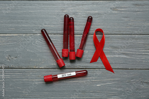 HIV blood test tubes and re...