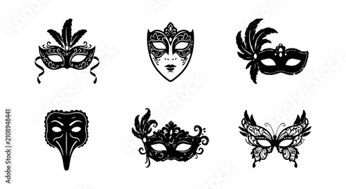 Elegant Masquerade Masks Collection, Venetian Carnival Party Accessories, Ornate Decorative Face Coverings