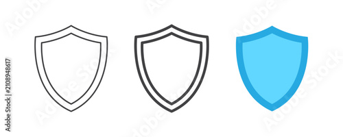 Shield icon set represents security and protection symbol vector design for digital safety use