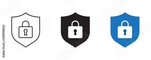 Shield lock icon represents protection and security ideal for illustrating digital safety measures and confidential data access