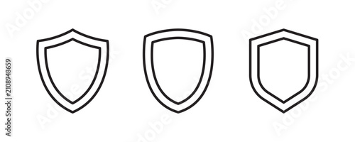 Shield icon set symbolizes excellent protection and security measures for various digital and physical applications ensuring data safety