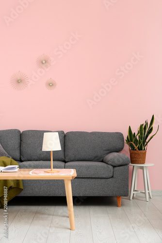 Cozy sofa and coffee table ...