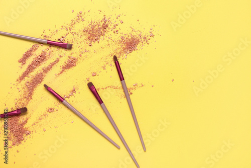 Makeup brushes and crushed ...