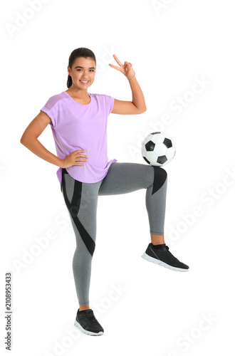 Sporty young woman with soc...