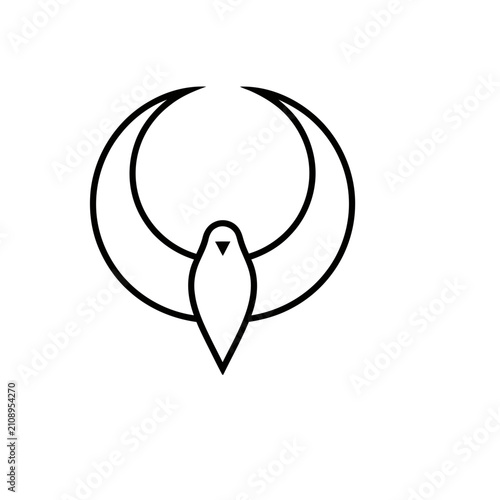 Abstract bird with crescent moon symbol
