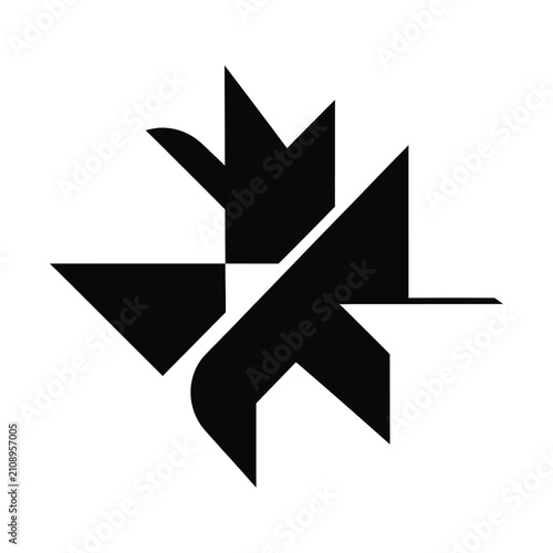 Minimalist maple leaf logo icon, geometric black silhouette of a Canadian leaf, abstract nature symbol for branding and identity, modern flat vector illustration on white