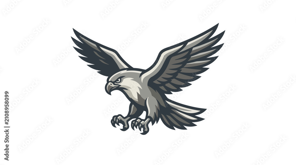 Fototapeta premium Detailed soaring eagle mascot in flight.