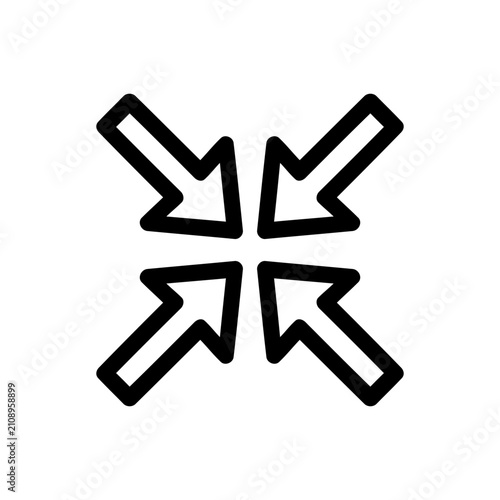 Bild auf Leinwand Four arrows pointing inwards meeting at center collision convergence meeting point symbol graphic element illustration direction motion graphic resource convergent central focus