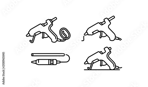Hot glue gun application icons crafting repair and diy projects