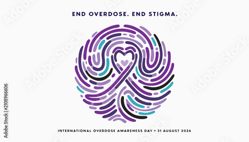 International overdose awareness day 2024 graphic with purple ribbon