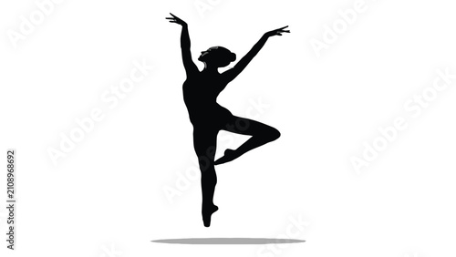 Obraz na plátne Ballerina performs a graceful leap while suspended in a mid-air pose of artistic perfection