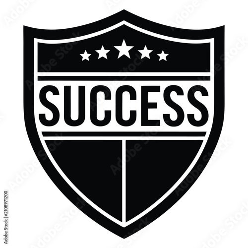 Black and white success shield with stars vector