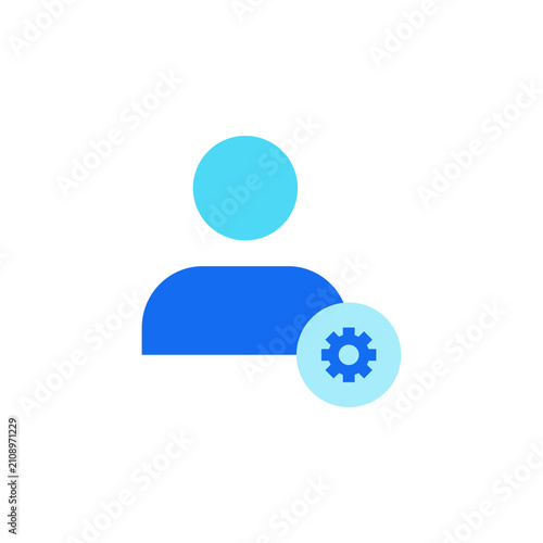 Account Settings blue flat icon in dual tone style symbol for user preferences