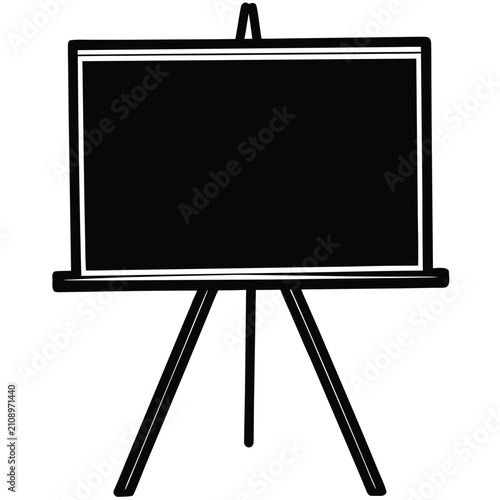 Empty black chalkboard on wooden easel
