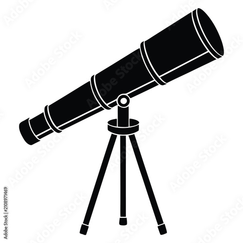 Black telescope on tripod illustration